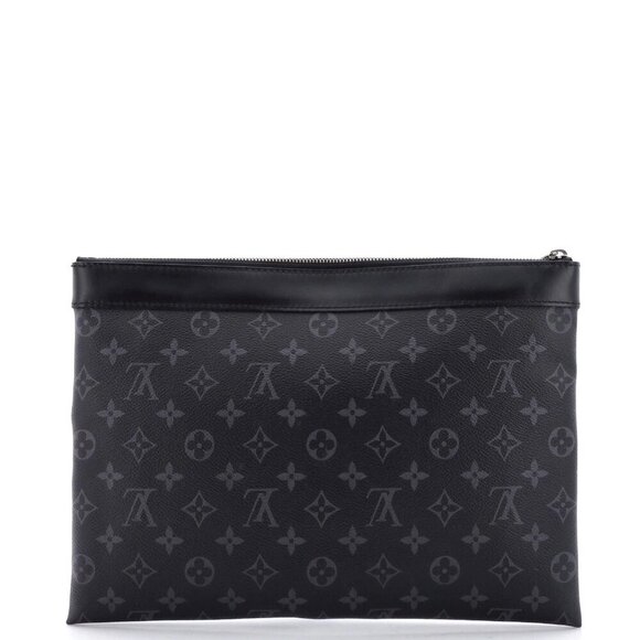 LOUIS VUITTON Monogram Eclipse Pochette Discovery Clutch Bag Black M62291 - Picture 2 of 11